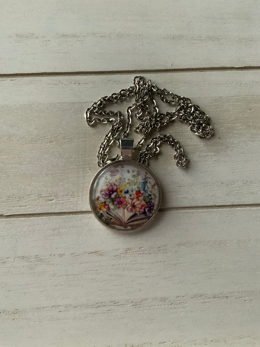 Blooming Book Pendant Necklace